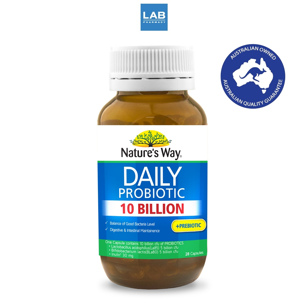 Nature's Way Daily Probiotic 10 millions 28 Capsules - เนเจอร์สเวย์ เดลี่ โพรไบโอติก ผลิตภัณฑ์เสริมโพรไบโอติก 28แคปซูล/ขวด
