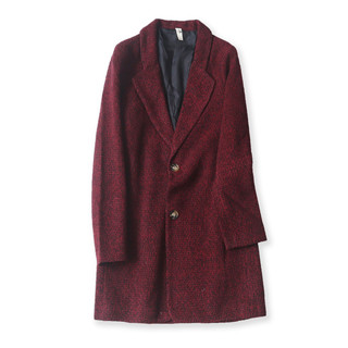 โค้ทผู้ชาย  OVERCOAT โค้ทยาว กันหนาวผู้ชาย สีแดงไวน์ (WY1049)