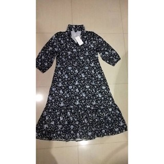 [🔥งานsale!! เท สต๊อก] maxi dress เดรสเชิ้ต ลายดอก ชุดยาว oversize คอปก กระดุมช่วงบน เอวรูดได้ตามหุ่น แต่งจีบชาย