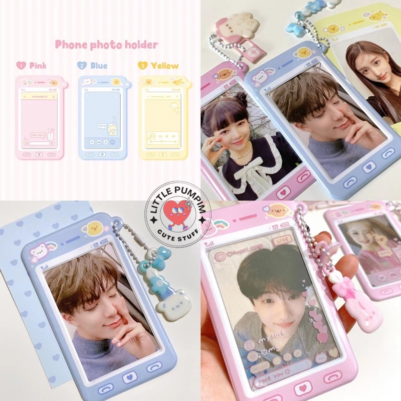 [ร้านไทย🇹🇭] พร้อมส่ง เฟรมการ์ดนุบนิบ ลายโทรศัพท์ สีพาสเทล แถมฟรี!โซ่ไข่ปลา ใส่การ์ดอัลบั้ม y2k card holder ไม่ผ่านคนกลาง