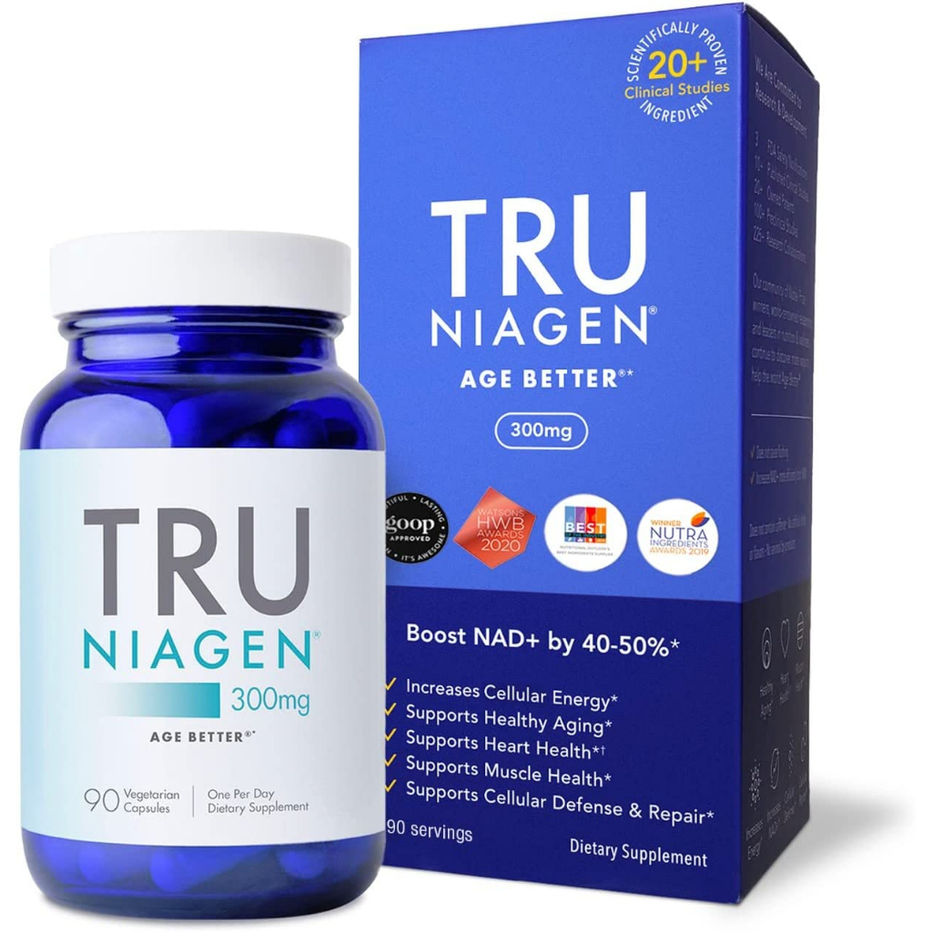 (มีกล่องสินค้า) Tru Niagen NAD+ Boosting Supplement - More Efficient Than NMN - Nicotinamide 300mg 90 Capsules