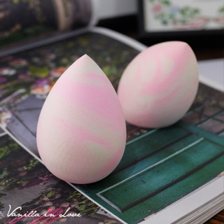 SG04 ฟองน้ำไข่สีชมพูลายหินอ่อน Egg Makeup Sponge