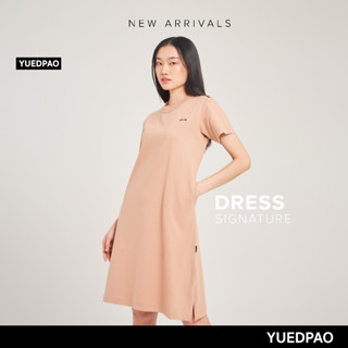 Yuedpao No.1 เสื้อยืดSignature Dress Summer ผ้าหนาทรงสวย ยับยากรีดง่าย รับประกันไม่ย้วย 2 ปี ชุดเดรส สี  Sandstone