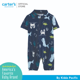 CARTERS 1PC SWIM NAVY SEACREATURE คาร์เตอร์ชุดว่ายน้ำแขนยาวเด็กผู้ชาย สีน้ำเงิน ลายกองทัพเรือ L10