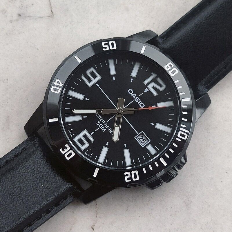 นาฬิกา Casio แท้ 100% รุ่น MTP-VD01BL-1B นาฬิกาผู้ชายสายหนัง สีดำ ของแท้ 100% รับประกันสินค้า 1 ปีเต็ม