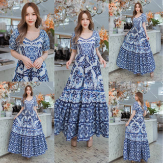 🧡พร้อมส่ง S-4XL🧡ป้าย Love Lady💕เดรสยาว เดรสพิมพ์ลายกราฟฟิก ส…