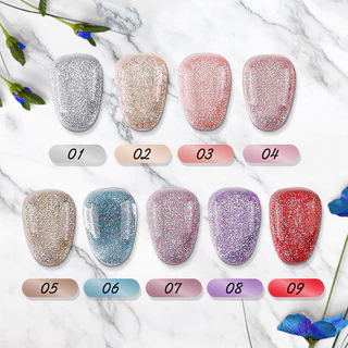 สีทาเล็บเจล Monja กริตเตอร์ไดมอนด์กริตเตอร์แน่นๆสีเงาสวยติดทนนานมี9สีให้เลือก ขนาด 8ml.🌈 พร้อมส่งในไทย🌈