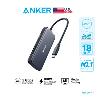 Anker PowerExpand (5-in-1) USB-C Media Hub HDMI 4K / ถ่ายโอนข้อมูลเร็วสูงสุด 5Gbps / ช่องเสียบการ์ด MicroSD/SD/TF Card Slot รองรับการ์ด SD เกือบทุกรูปแบบ - AK404