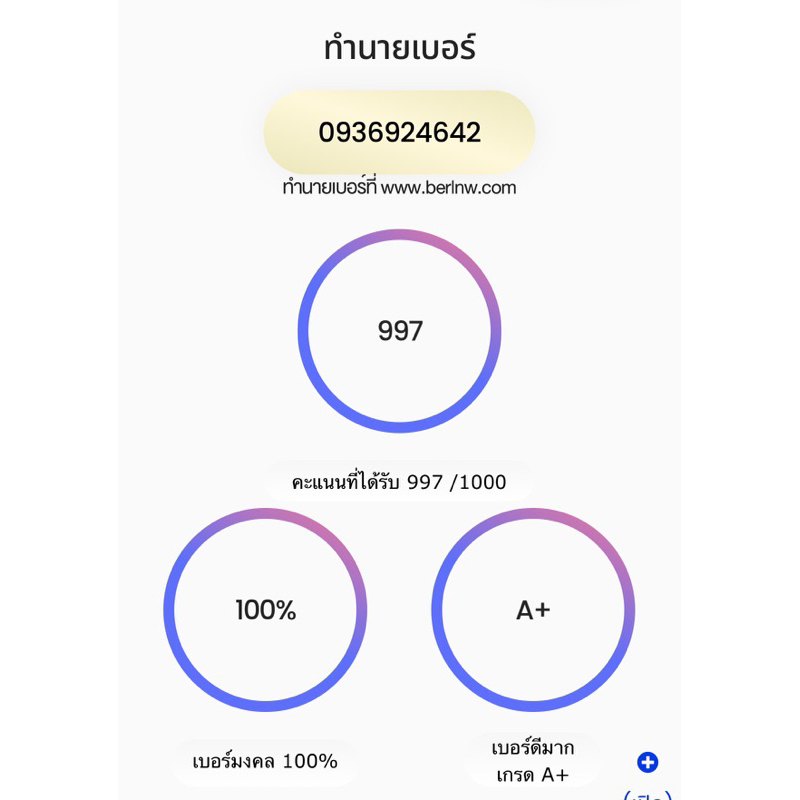 เบอร์สวยเบอร์มงคล A+ Ais ตระกูล369