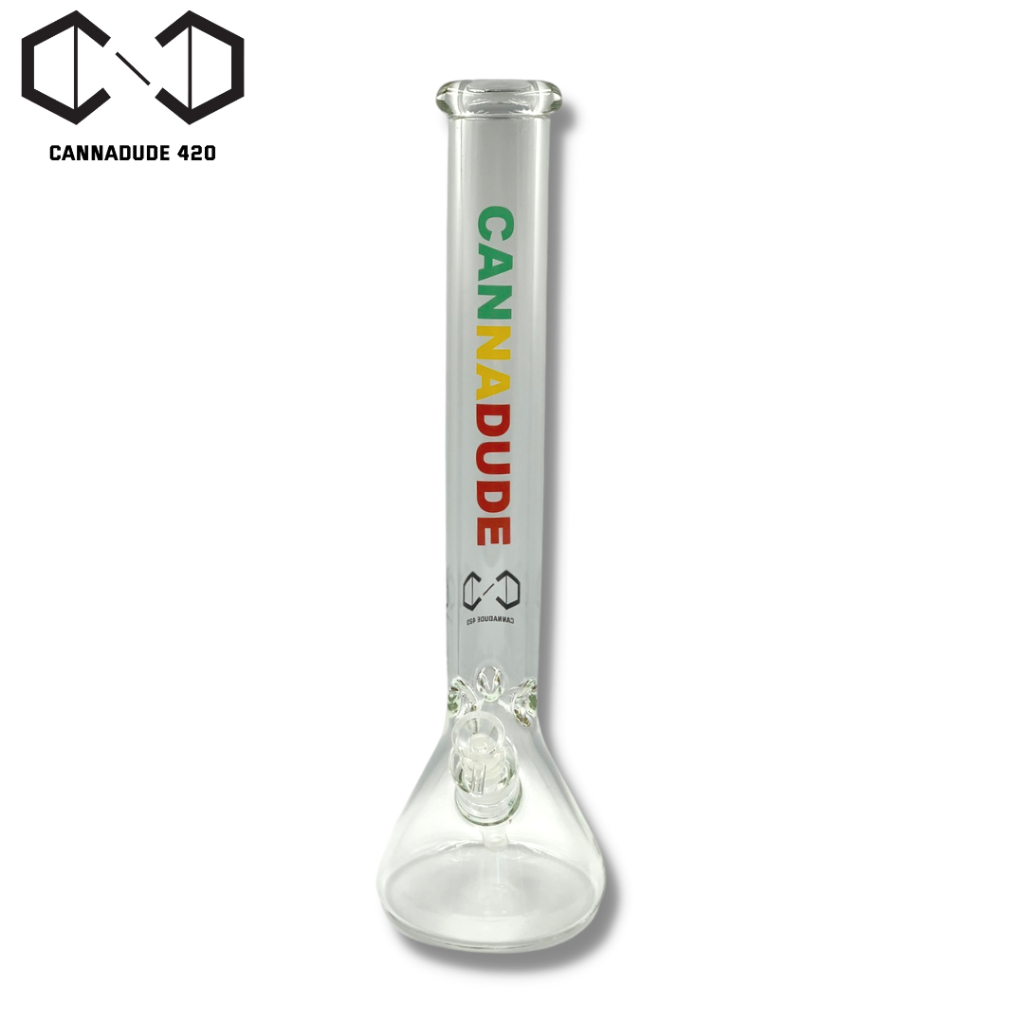 แจกันแก้ว CannaDude 420 Beaker Glass Bong Rasta Color บ้องแก้ว [ทรงตรง] 420 ขนาด 18 นิ้ว