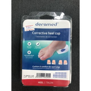 Deramed corrective heel cup แผ่นซิลิโคนรองส้นเท้าสำหรับเท้าเอียง นำเข้าจากประเทศสเปน กล่องละ 2 ชิ้น (1 คู่)
