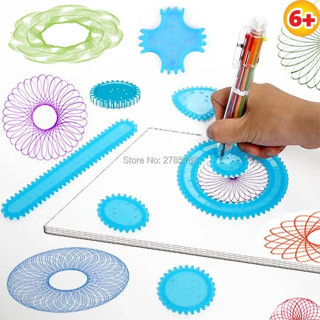 Spirograph ชุดอุปกรณ์เสริมการศึกษาชุดของเล่นวาดภาพ ด้วยเกียร์และวงกลม  วาดรูปดาวด้วยการเขียนผ่านเกียร์และเฟืองเป็นรูปต่า