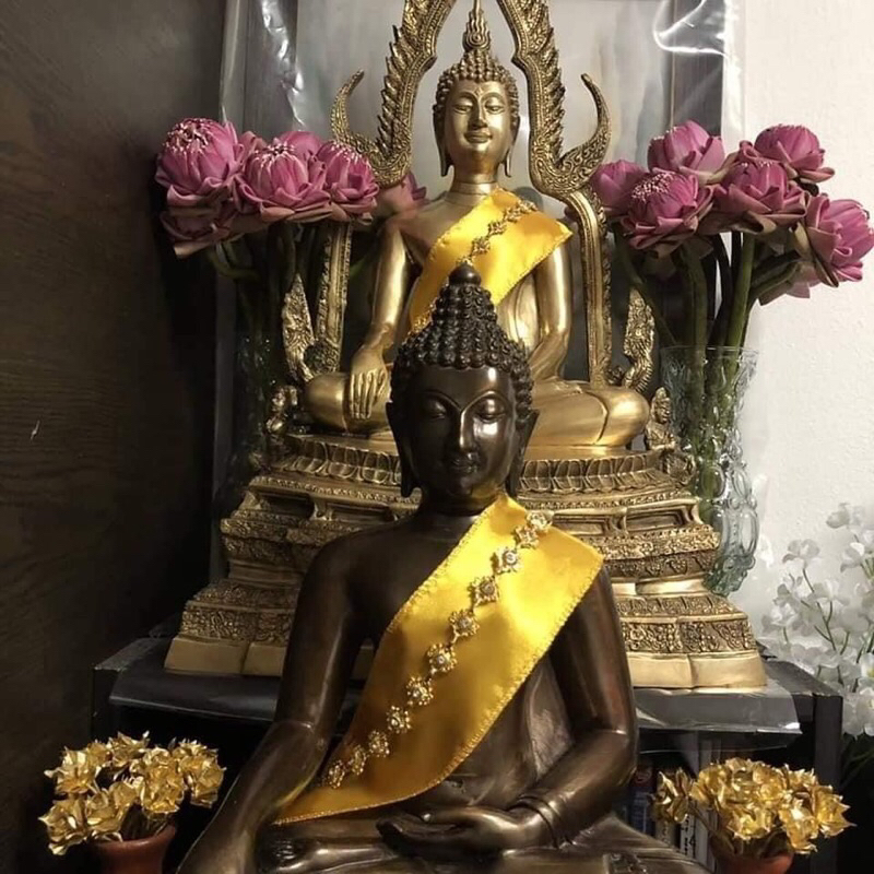 สไบ (แบบเรียบ) พร้อมสังวาลย์ห่มพระพุทธรูป