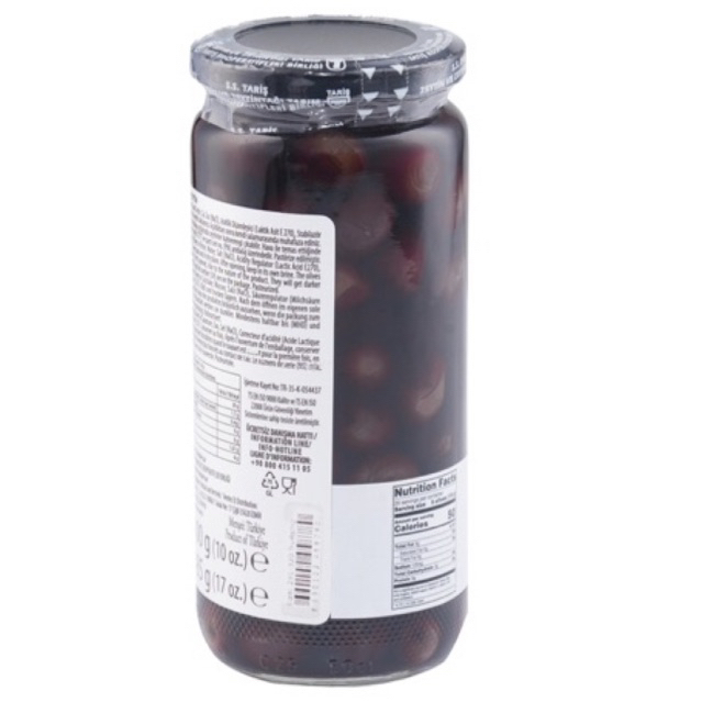 Taris Low-Salt Natural Black Olives 500 CC,ทาริสมะกอกดำในน้ำเกลือเค็มน้อย 500CC