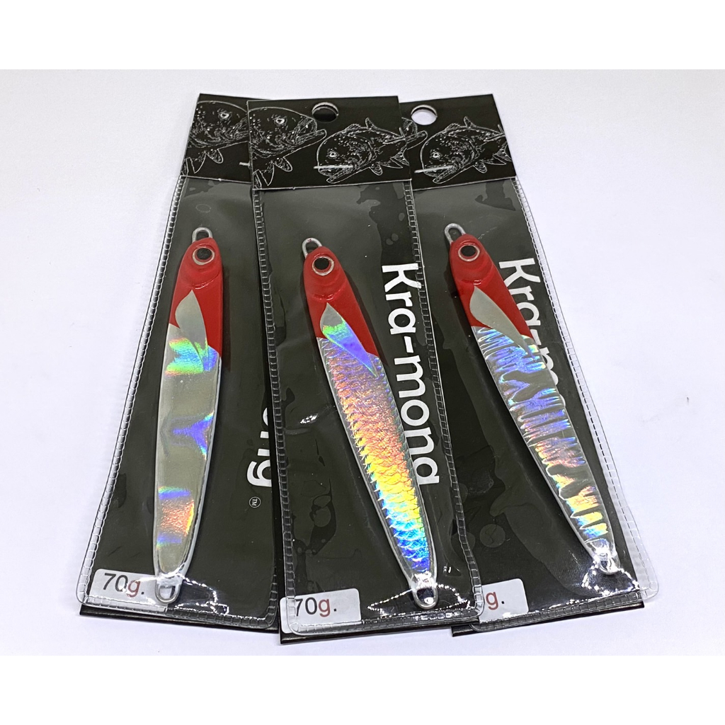 A-014 สีขาวหัวแดง เหยื่อจิ๊กกิ้ง ไลท์จิ๊กกิ้ง สปีดจิ๊ก Jigging เหยื่อตกปลาโลหะ เหยื่อตกปลาทะเล นน.25-60 กรัม
