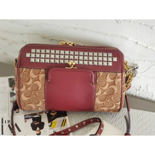 Joni Crossbody In Signature Jacquard With Pyramid Rivets