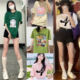 💚พร้อมส่งในใทย💚 HJTB013 เสื้อยืดสกรีนแขนสั้นผู้หญิง (มี10สี) เสื้อผ้าแฟชั่นคอกลมเกาหลี oversize