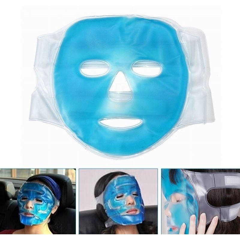หน้ากากเจลประคบ ร้อน เย็น ผิวหนังบริเวณใบหน้า HOT/COOL FACE MASK GEL มีสายรัดเพื่อป้องกันหลุด หน้ากากเจลบำรุงผิวหน้า