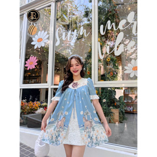 Cloudy Story : Midi Dress : BLT BRAND : เดรสทรงปล่อยลายพิมพ์💙