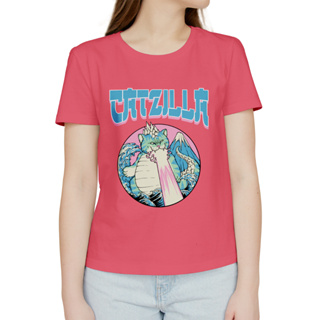 เสื้อลาย CATZILLA เสื้อยืดแขนสั้นคอกลม Cotton 100% สกรีนลาย