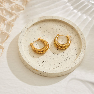 𝐴𝑆𝐻𝐼𝑅𝐴 (18k gold plated) ต่างหูห่วง ต่างหูห่วงครัวซองต์สุดชิค ต่างหูน่ารัก ต่างหูสีทอง croissant hoop earrings