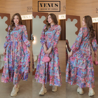 🌈🌿🌸🌼🌺💖💙🇰🇷 Floral Long Sleeve Maxi Dress