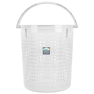 โลตัส ตะกร้ากลมมีหูหิ้วลายหวาย สีขาว LOTUSS LOUNDRY BASKET WITH HANDLE