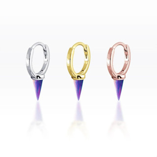 PiercingRoomByJay Single Spike Purple Opal Plain Huggie Hoop เงินแท้