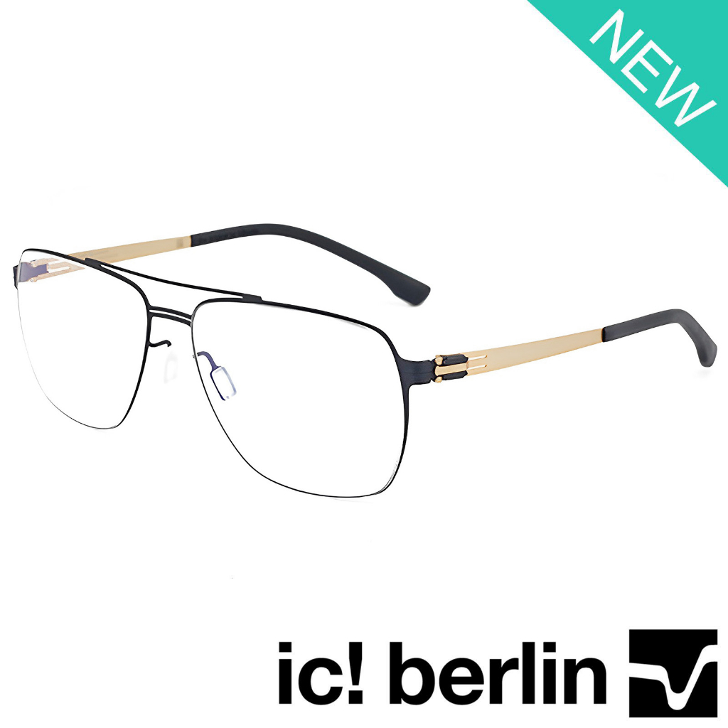 Ic Berlin แว่นตา 032 C-4 สีดำขาทอง กรอบแว่นตา กรอบเต็ม ขาข้อต่อ วัสดุ สแตนเลส สตีล (สำหรับตัดเลนส์) 
