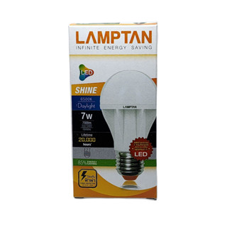 1 หลอด Lamptan LED shine E27 daylight แสงสีขาว 7W