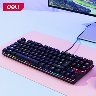 Deli  คีย์บอร์ดเล่นเกม คีย์บอร์ดเกมมิ่ง มีให้เลือก 4 สี ระบบไฟ 5 โหมด ปุ่ม Blue switch