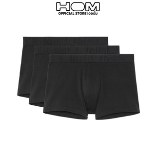 HOM (ออฮ์ม) รุ่น 402437-T001 กกน.ชาย Boxer pack 3 Cotton บ๊อกเซอร์ ทรงเต็มตัว กระชับเป้าเข้ารูป ปลายขาไม่ม้วนลดการเสียดส