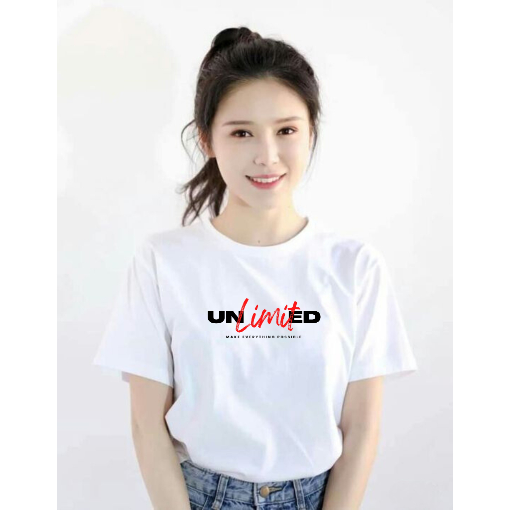 [พร้อมส่ง]มาใหม่เสื้อยืดลาย unlimited white เสื้อสไตล์น่ารัก ใส่ได้ทั้งชายและหญิง
