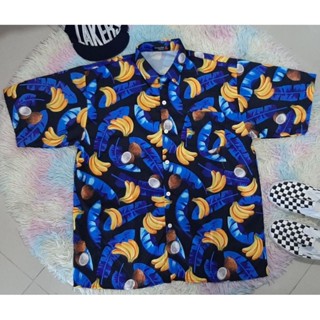 เสื้อเชิ้ตแขนสั้น เสื้อฮาวายลายกล้วยใส่ได้ทั้งชายและหญิง