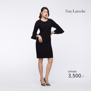 Guy Laroche ชุดเดรส เข้ารูปคลุมเข่า แขนระบาย มีซิปหลัง (G9XGBL)