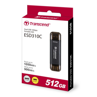 Transcend 512GB ESD310C Dual USB Type-A &amp; C 10Gbps Portable SSD