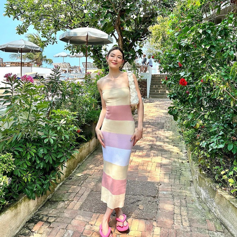 Stafany Dress เดรสเกาะอกผ้าknitting ราคา ถูกที่สุด ดีลบีเคเค แกลเลอรีภาพที่ 5