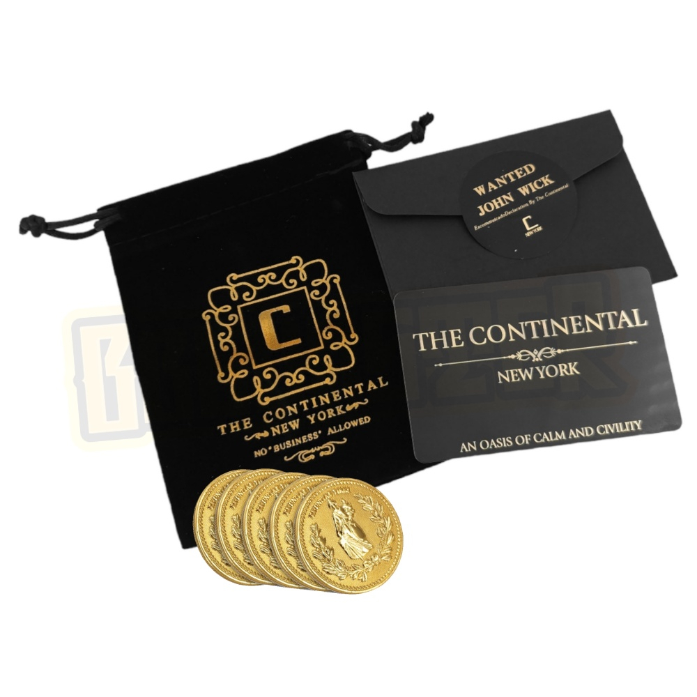 ชุดสะสม John Wick เหรียญทอง และบัตรโรงแรม The Continental