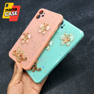 เคสออปโป้/Oppo A15 A16 A16K A53 A57 A78 5Gเคสขอบนิ่มกันเลนส์กล้อง ด้านหลังเจลกากเพชรพิมพ์ติดอะไหล่โลหะรูปฝีเสื้อ หรูหรา