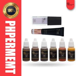 เช็ตสีสักคิ้ว มีสี Ph 6 ขวด เจลบำรุง 1 หลอด คลีนซิ่ง 1 ขวด