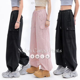 Theyourlooks ♡ พร้อมส่ง Nylon Cargo Pants กางเกงคาร์โก้ ผ้าไนลอน 🛹🥢👀 (TYL503)