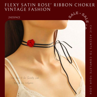 🔥SALE🔥โช้กเกอร์ริบบิ้นดอกกุหลาบสุดเซ็กซี่🥀🌹✨Flexi Rose Ribbon Choker 🌈✨สินค้าพร้อมส่งค่า