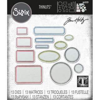 Sizzix Thinlits Dies By Tim Holtz 13/Pkg : Vintage Labels. ไดคัท