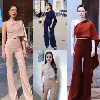 MM11203 Set 2 ชิ้น เสื้อสไบ + กางเกงขายาวเอวสูง #มะปราง Set 2 pieces. Sabai shirt + high waist trousers #maprang