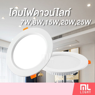 โคมดาวน์ไลท์ 7W 15W 20W 25W ฝังฝ้า 2.5" 4" 5" 8" Downlight โคมดาวไลท์ โคมไฟ ดาวน์ไลท์ ดาวไลท์ พาแนล Panel LED ราคาส่ง