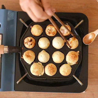 Joy Live 14 หลุม Takoyaki กระทะเหล็กหล่อ Nonstick Octopus ลูกชิ้นแม่พิมพ์ Maker พร้อมที่จับที่ถอดออกได้สำหรับบ้านแพนเค้กเบเกอรี่