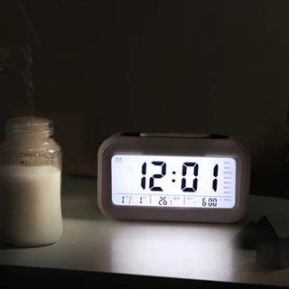 Happylife นาฬิกาปลุก นาฬิกาตั้งโต๊ะ กลางคืนเรืองแสงได้เองดิจิตอล หน้าจอLCD Clock