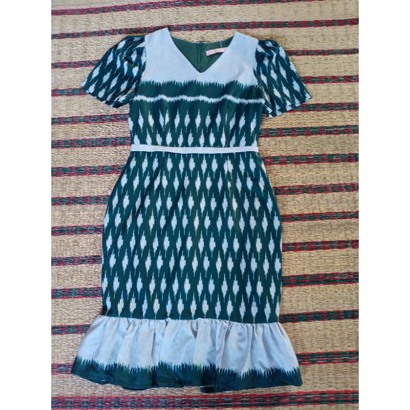 เดรสผ้าไทยมือ2 ป้ายElgrand