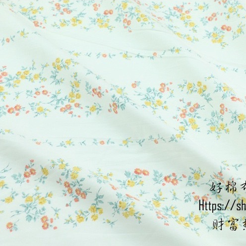 ผ้าคอตตอน 100% ทอทวิล ผ้าเมตร พิมพ์ลายดอกไม้ หน้ากว้าง2.35 เมตร