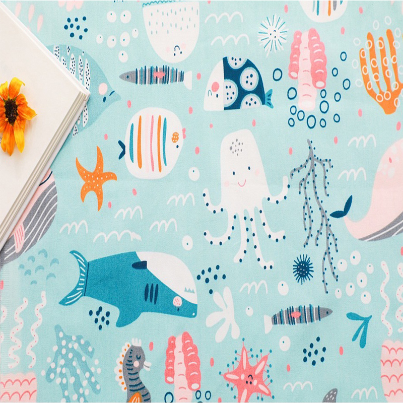 ผ้าคอตตอน 100% ทอทวิล ผ้าเมตร หน้ากว้าง1.6 เมตรหรือ 63นิ้ว พิมพ์ลายดอกไม้ ปลาทะเล ลายจุด